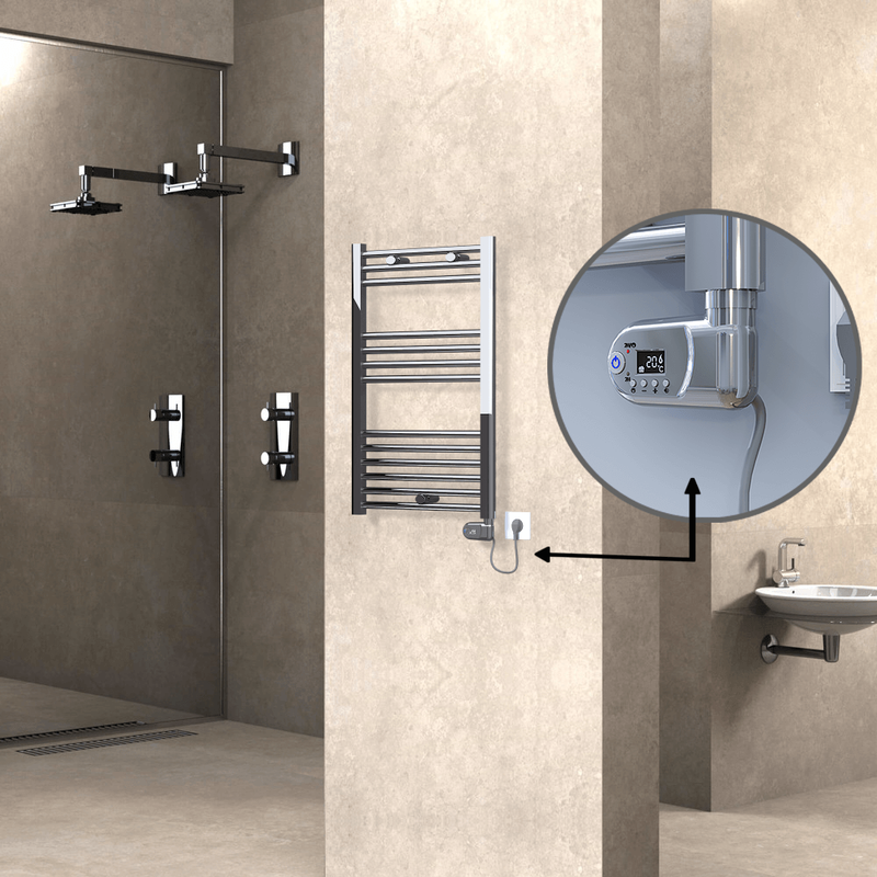 Haiti Electric Towel Warmer 500x800 Flat Chrome  (Thesis Thermostat) 200 Watt 