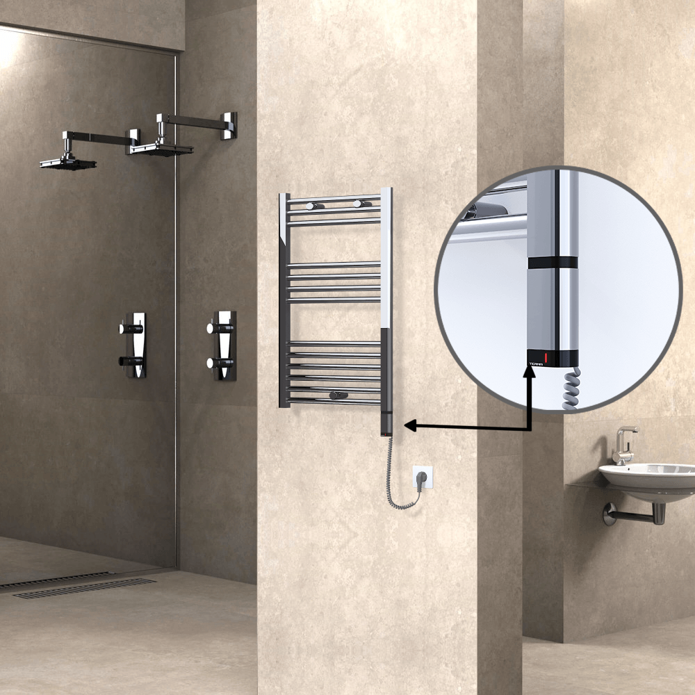 Haiti Electric Towel Warmer 500x800 Flat Chrome (OneD On/Off ) Right 200 Watt - 1