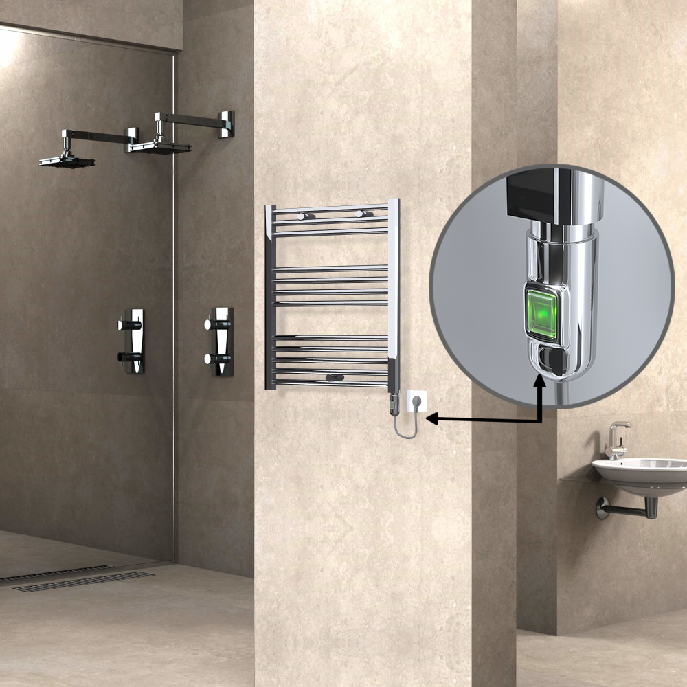 Haiti Electric Towel Warmer 600x700 Flat Chrome (On/Off Button) 200 Watt - 1