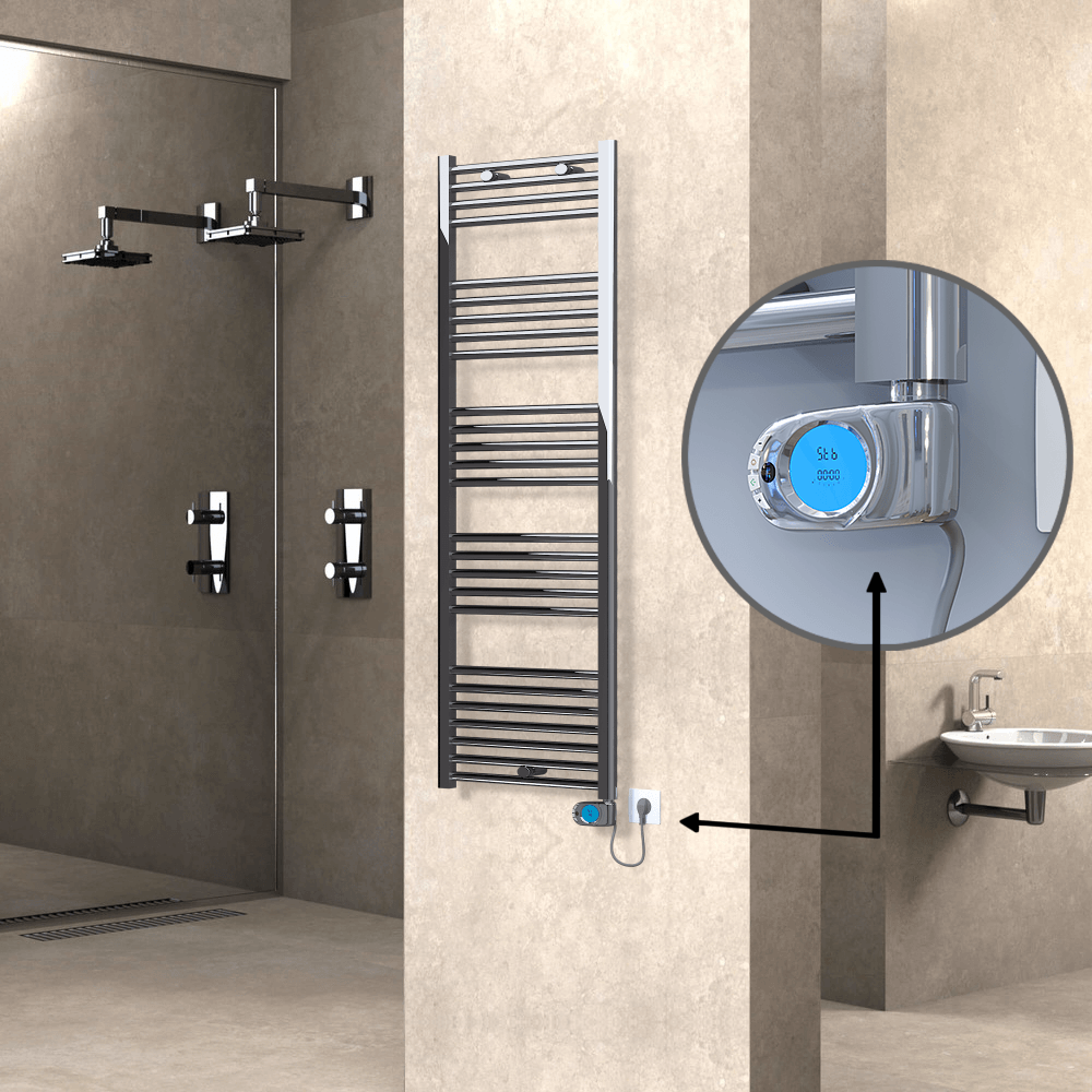 Haiti Electric Towel Warmer 500x1500 Flat Chrome (Musa Thermostat) 600 Watt - 1