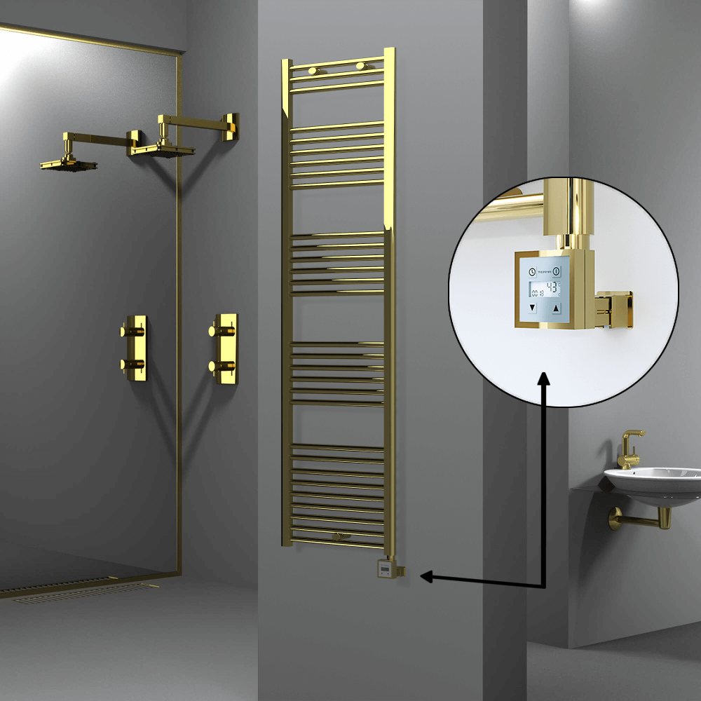Haiti Electric Towel Warmer 500x1800 Flat Gold (KTX3 Thermostat) 600 Watt - 1