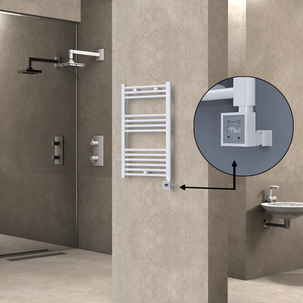 Haiti Electric Towel Warmer 500x800 Flat White Gloss (KTX3 Thermostat) 300 Watt - 1
