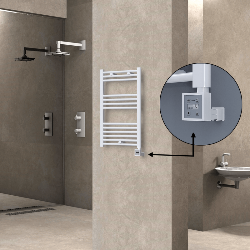 Haiti Electric Towel Warmer 500x800 Flat White Gloss (KTX3 Thermostat) 300 Watt 