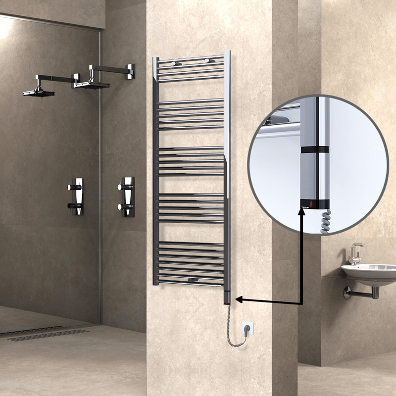 Haiti Electric Towel Warmer 600x1500 Flat Chrome  (OneD On/Off ) Right 300 Watt
