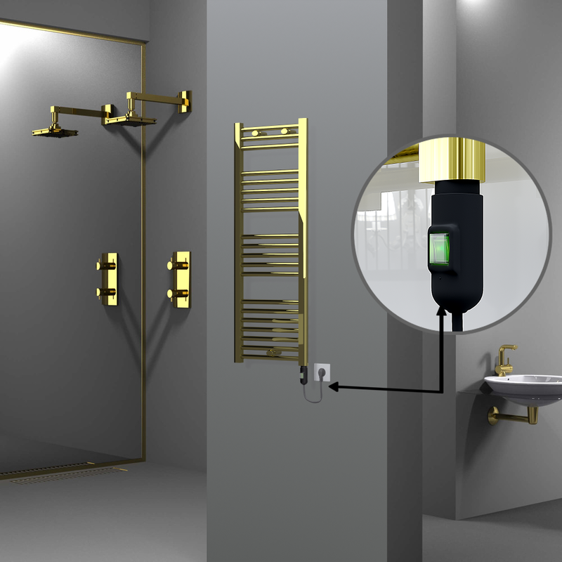 Haiti Electric Towel Warmer 400x1100 Flat Gold  (On/Off Button) 300 Watt