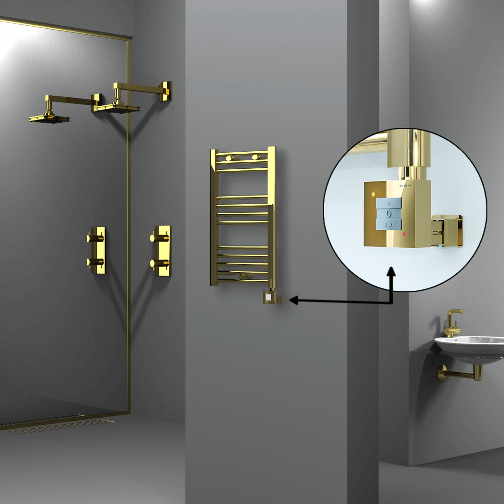 Haiti Electric Towel Warmer 400x700 Flat Gold (KTX1 Thermostat) 200 Watt - 1
