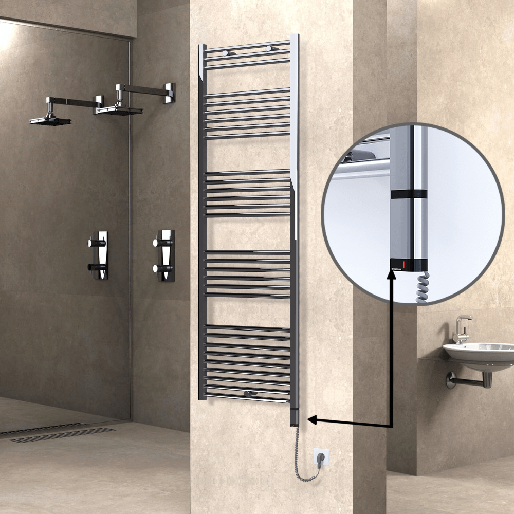 Haiti Electric Towel Warmer 600x1800 Flat Chrome (OneD On/Off ) Right 600 Watt - 1