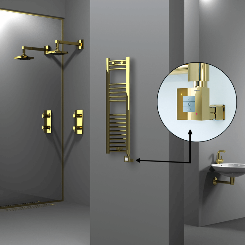 Haiti Electric Towel Warmer 300x1000 Flat Gold  (KTX1 Thermostat) 200 Watt