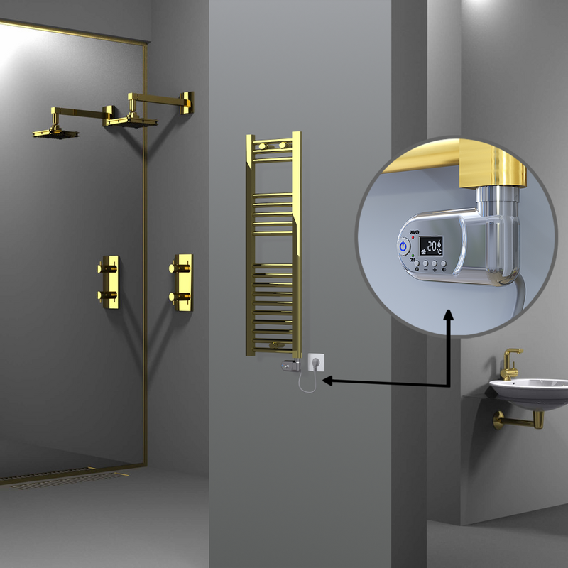 Haiti Electric Towel Warmer 300x1000 Flat Gold (Thesis Thermostat) 200 Watt