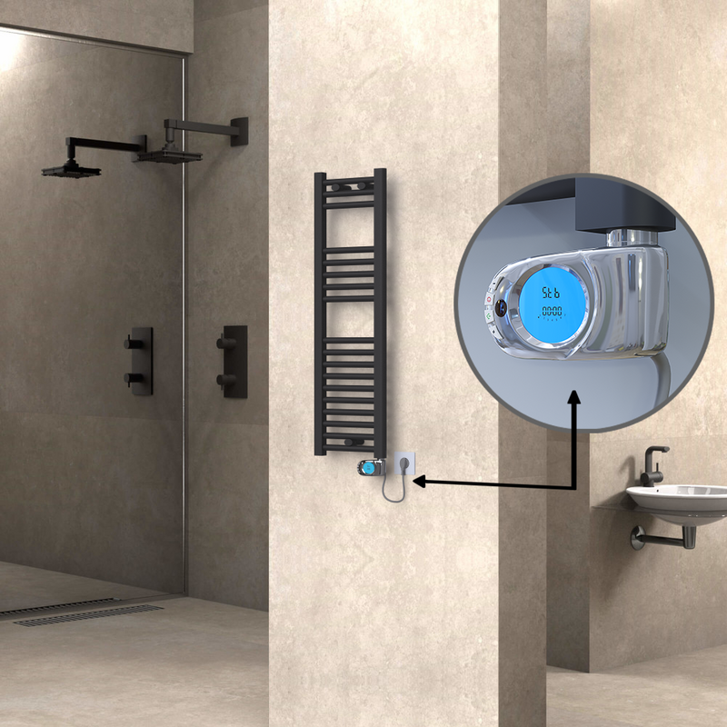 Haiti Electric Towel Warmer 300x1000 Flat Anthracite Textured (Musa Thermostat) 300 Watt