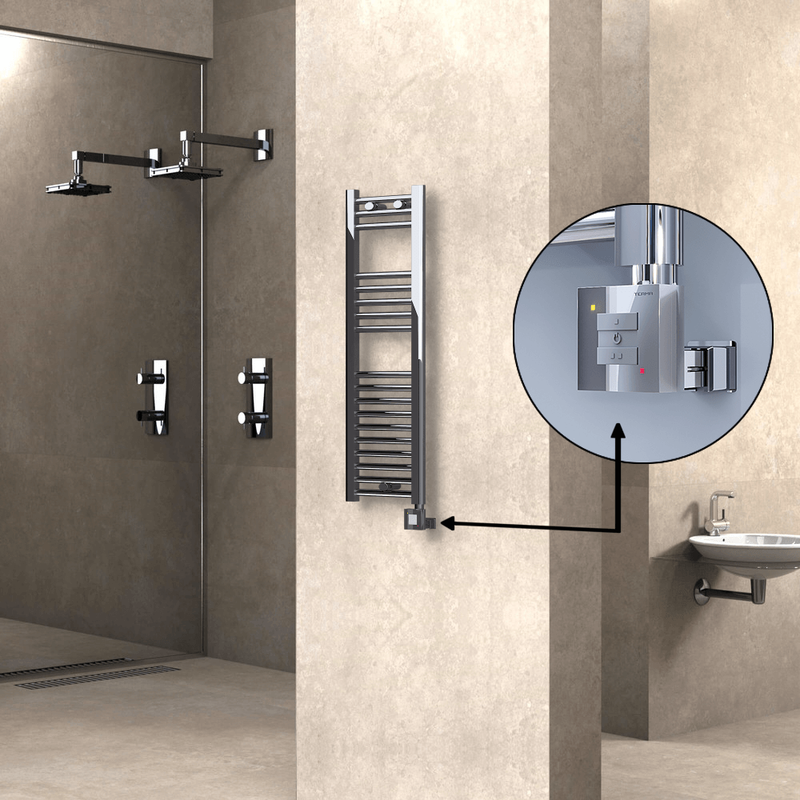 Haiti Electric Towel Warmer 300x1000 Flat Chrome (KTX1 Thermostat) 200 Watt
