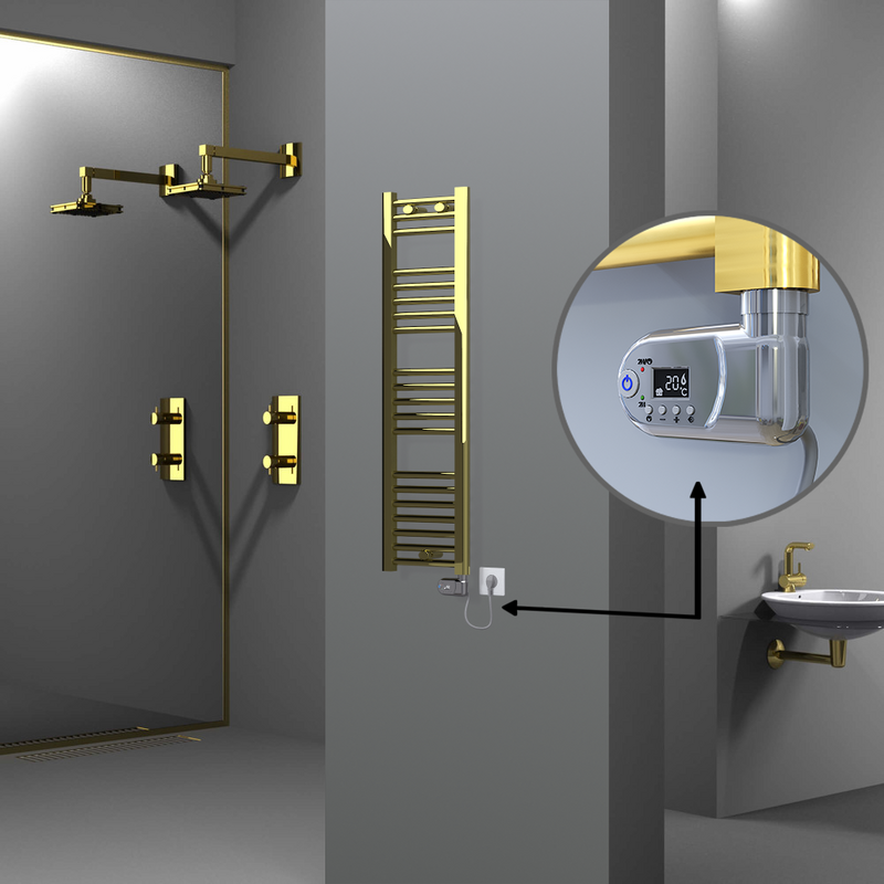 Haiti Electric Towel Warmer 300x1100 Flat Gold (Thesis Thermostat) 200 Watt