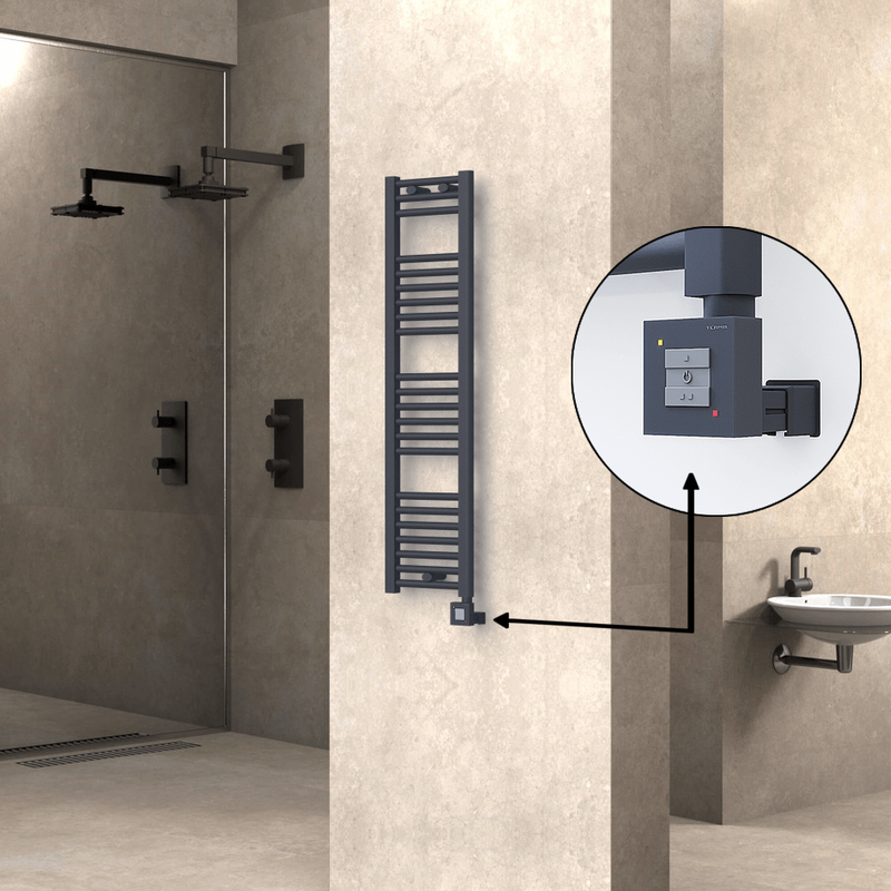 Haiti Electric Towel Warmer 300x1200 Flat Anthracite Textured (KTX1 Thermostat) 300 Watt