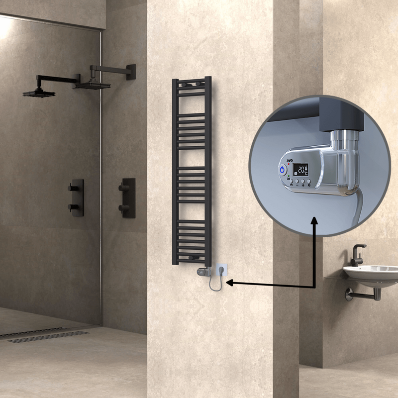 Haiti Electric Towel Warmer 300x1200 Flat Anthracite Textured (Thesis Thermostat) 300 Watt