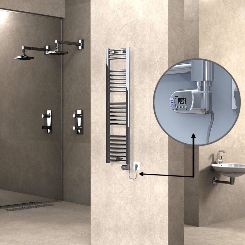 Haiti Electric Towel Warmer 300x1200 Flat Chrome (Thesis Thermostat) 200 Watt