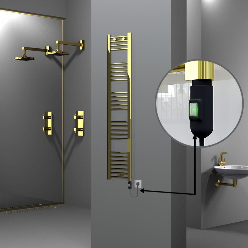 Haiti Electric Towel Warmer 300x1500 Flat Gold (On/Off Button) 300 Watt