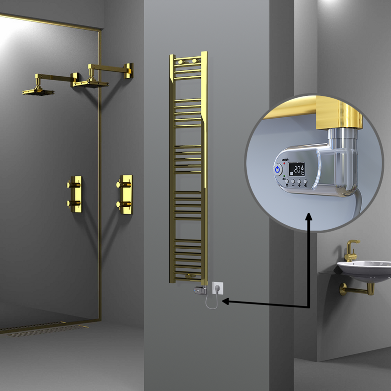 Haiti Electric Towel Warmer 300x1500 Flat Gold (Thesis Thermostat) 300 Watt