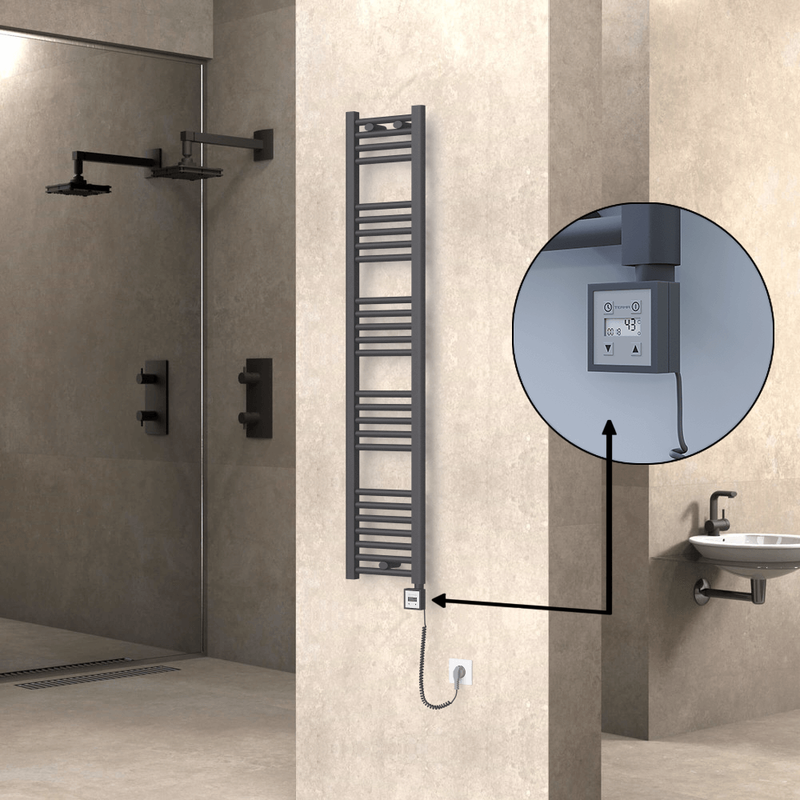 Haiti Sèche Serviettes Electrique 300x1500 Anthracite Ktx3 600 Watt Câble en spirale