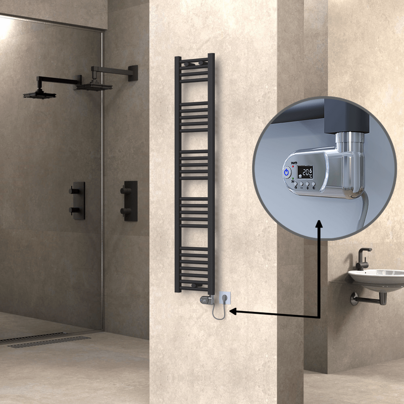 Haiti Electric Towel Warmer 300x1500 Flat Anthracite Textured (Thesis Thermostat) 600 Watt