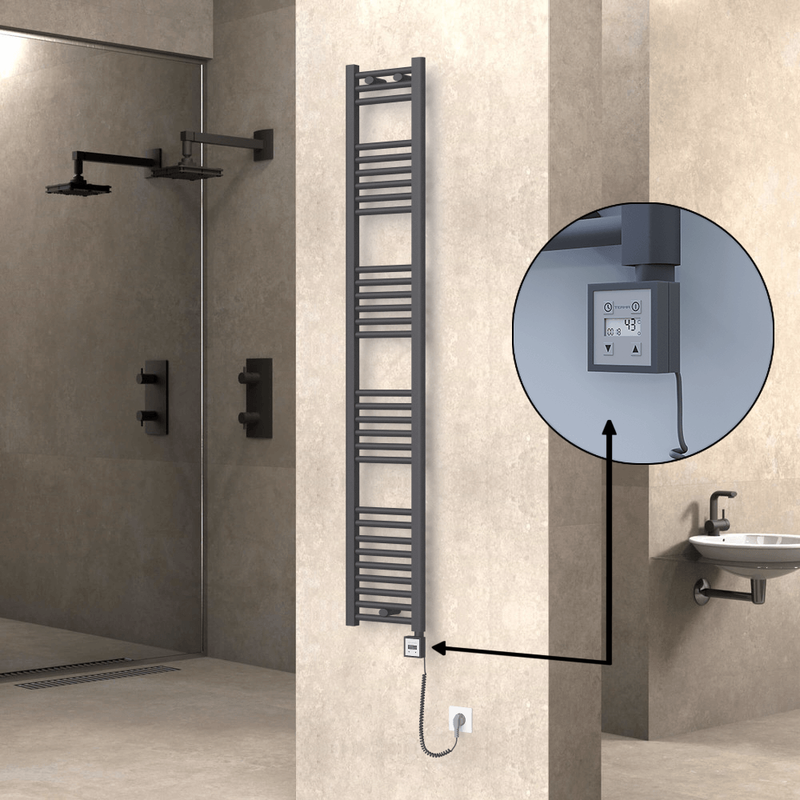 Haiti Sèche Serviettes Electrique 300x1800 Anthracite Ktx3 600 Watt Câble en spirale