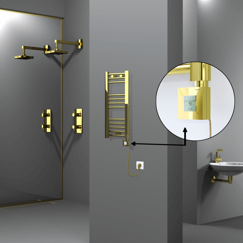Haiti Electric Towel Warmer 300x700 Flat Gold (KTX1 Thermostat) 200 Watt Spiral Cable