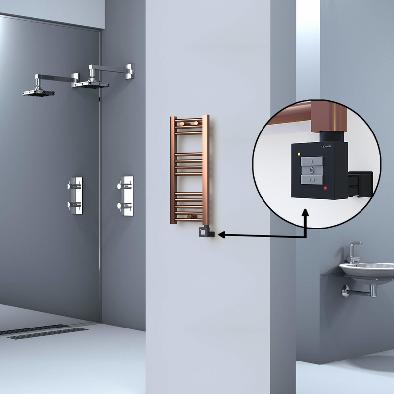 Haiti Electric Towel Warmer 300x700 Flat Antique Copper Gloss (KTX1 Thermostat) 200 Watt