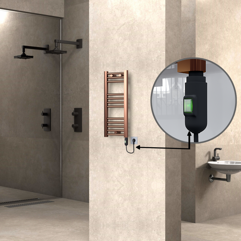 Haiti Electric Towel Warmer 300x700 Flat Antique Copper Gloss (On/Off Button) 200 Watt