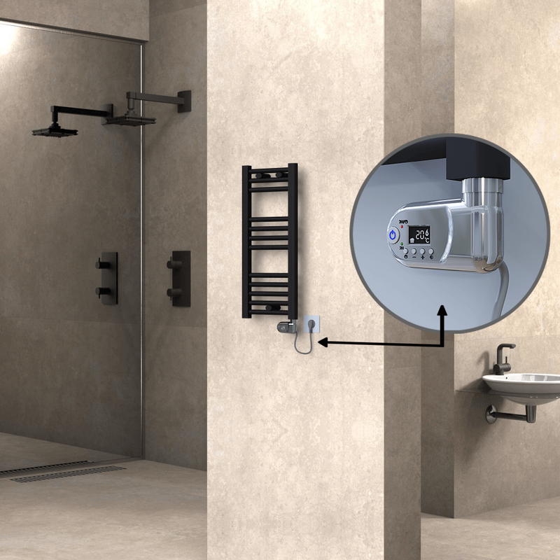 Haiti Electric Towel Warmer 300x700 Flat Black Matt (Thesis Thermostat) 200 Watt