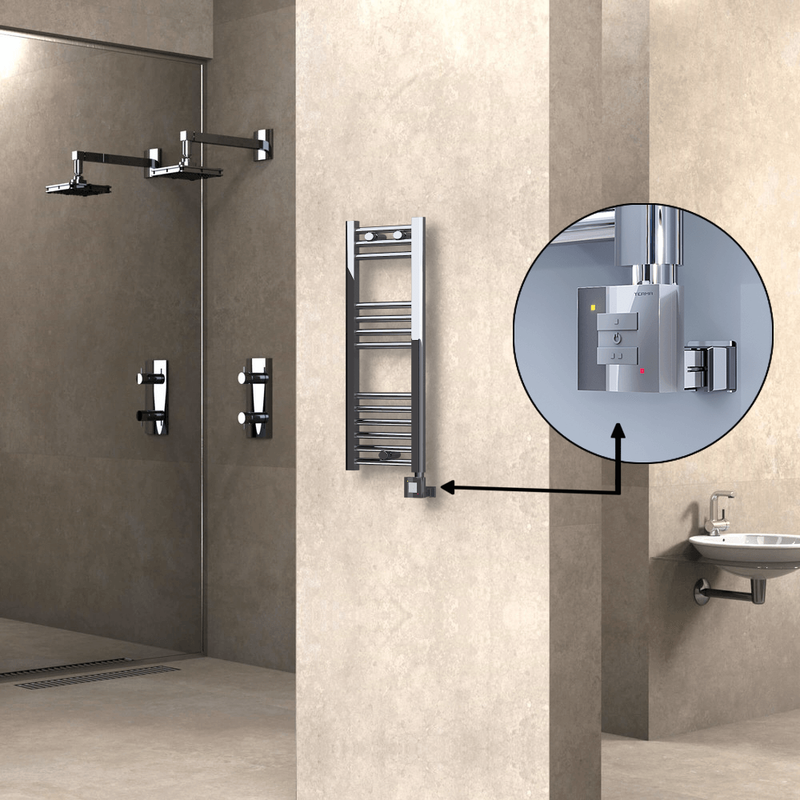 Haiti Electric Towel Warmer 300x800 Flat Chrome  (KTX1 Thermostat) 200 Watt