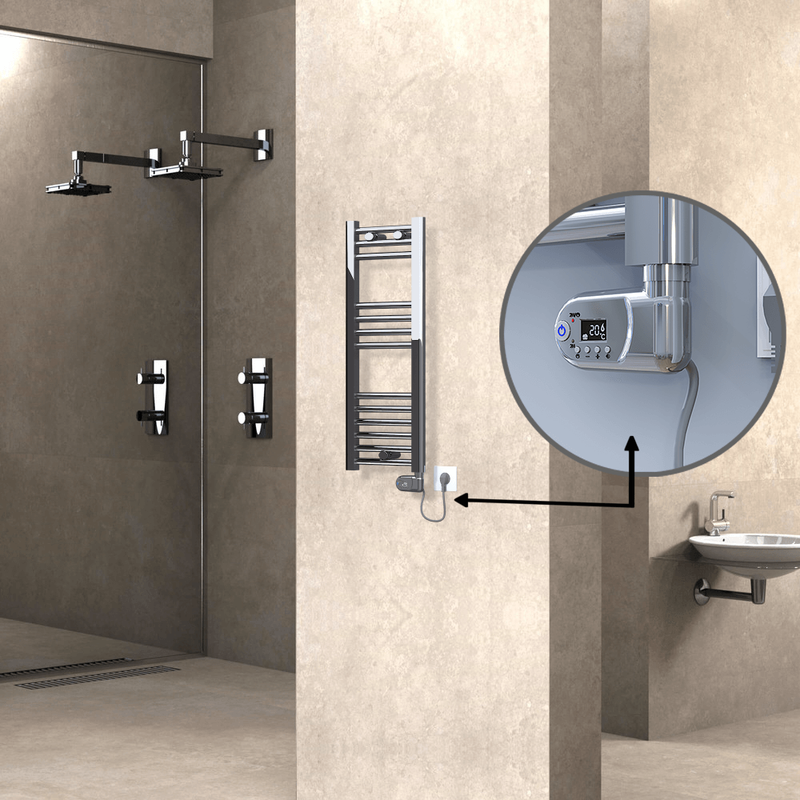 Haiti Electric Towel Warmer 300x800 Flat Chrome  (Thesis Thermostat) 200 Watt