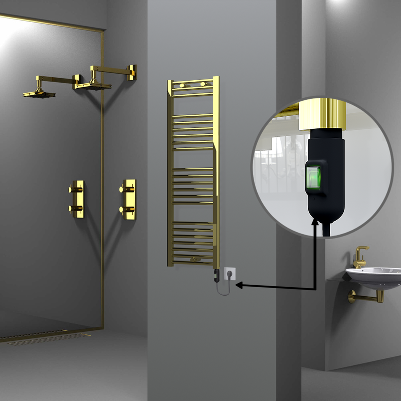 Haiti Electric Towel Warmer 400x1200 Flat Gold (On/Off Button) 300 Watt