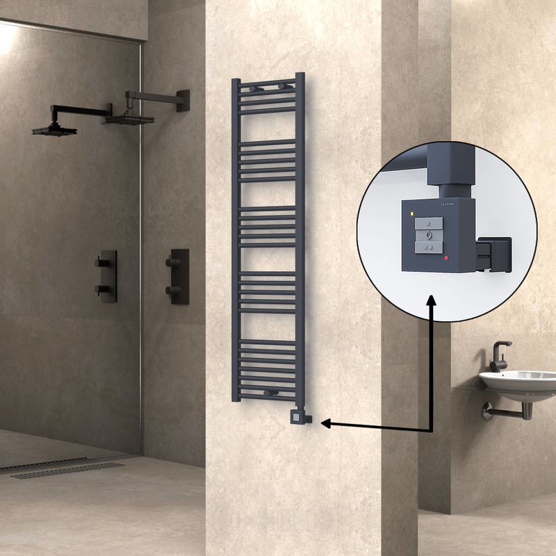 Haiti Electric Towel Warmer 400x1500 Flat Anthracite Textured (KTX1 Thermostat) 600 Watt