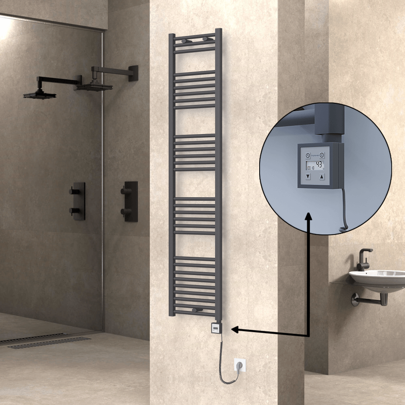 Haiti Sèche Serviettes Electrique 400x1800 Anthracite Ktx3 600 Watt Câble en spirale