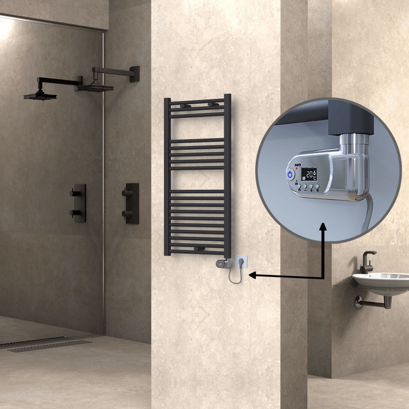 Haiti Electric Towel Warmer 500x1000 Flat Anthracite Textured (Thesis Thermostat) 600 Watt