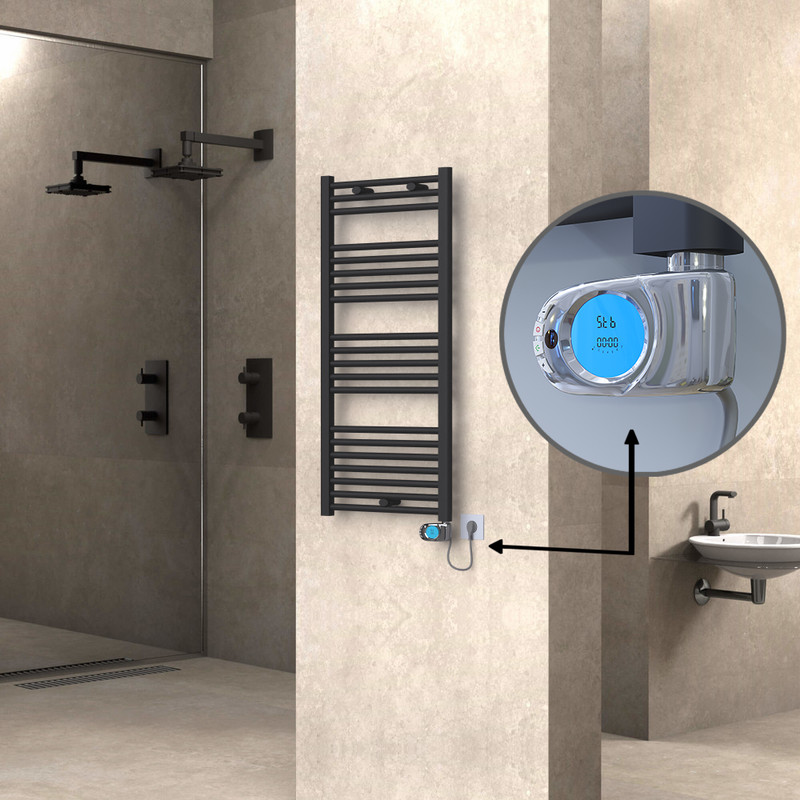 Haiti Sèche Serviettes Electrique 500x1100 Anthracite (Thermostat Musa) 600 Watt