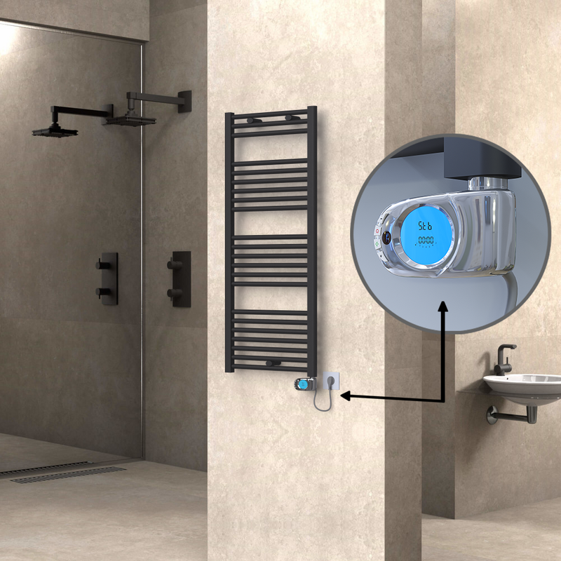 Haiti Electric Towel Warmer 500x1200 Flat Anthracite Textured (Musa Thermostat) 600 Watt
