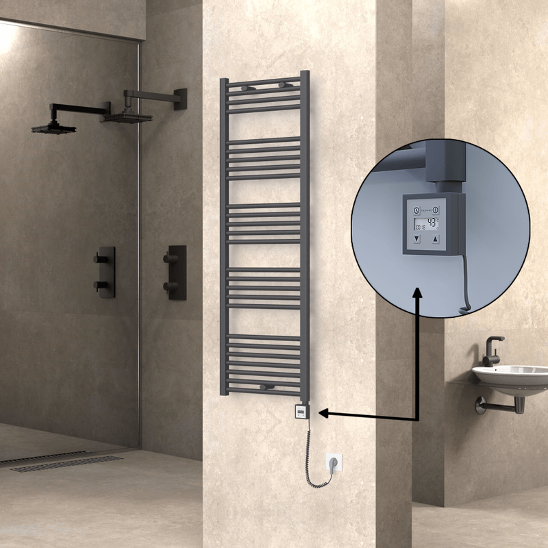 Haiti Sèche Serviettes Electrique 500x1500 Anthracite Ktx3 600 Watt Câble en spirale