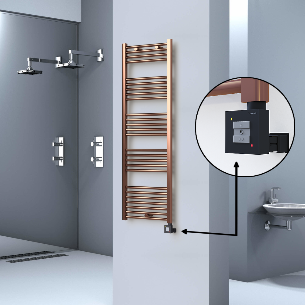 Haiti Electric Towel Warmer 500x1500 Flat Antique Copper Gloss (KTX1 Thermostat) 600 Watt - 1