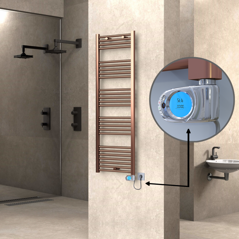 Haiti Electric Towel Warmer 500x1500 Flat Antique Copper Gloss (Musa Thermostat) 600 Watt