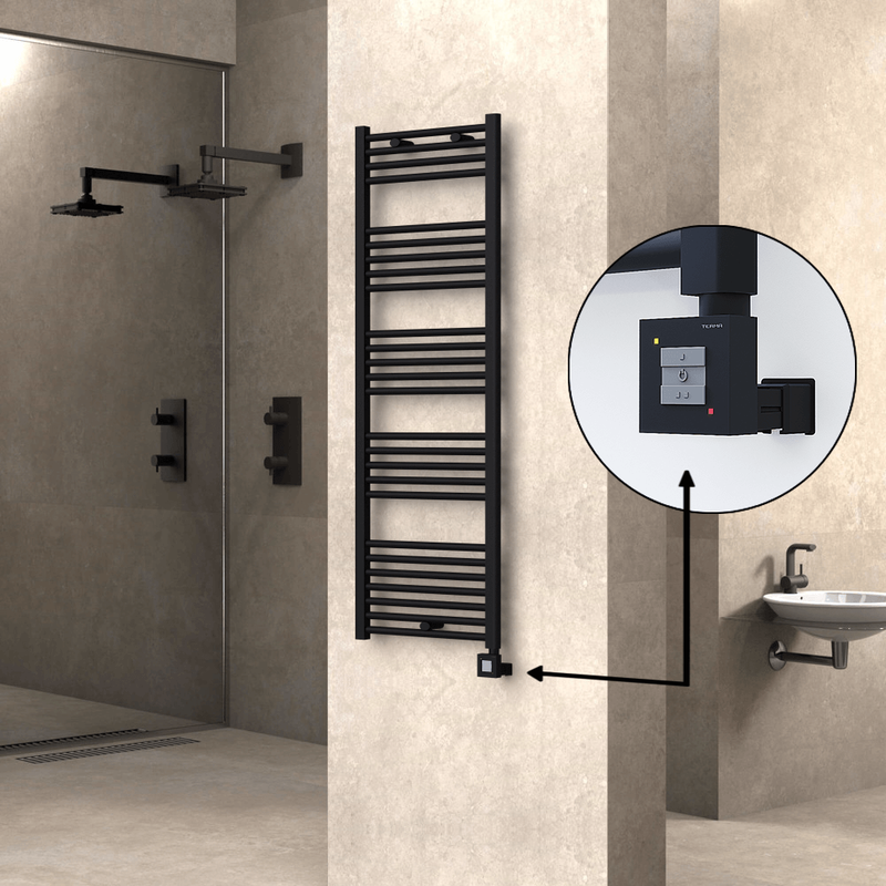 Haiti Electric Towel Warmer 500x1500 Flat Black Matt (KTX1 Thermostat) 600 Watt