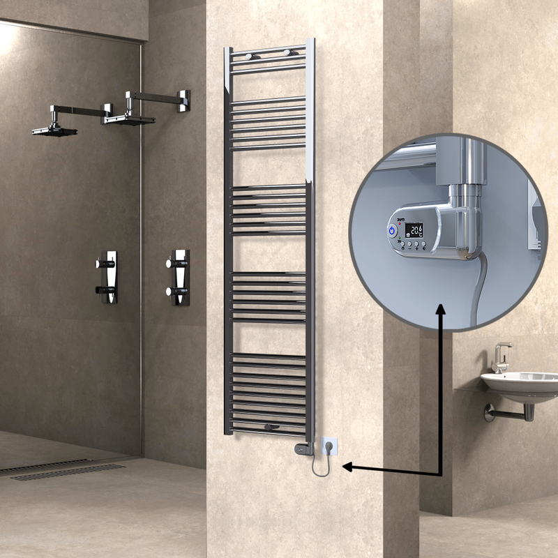 Haiti Sèche Serviettes Electrique 600 Watt 500x1800 Plat Chrome (Thermostat Thesis)