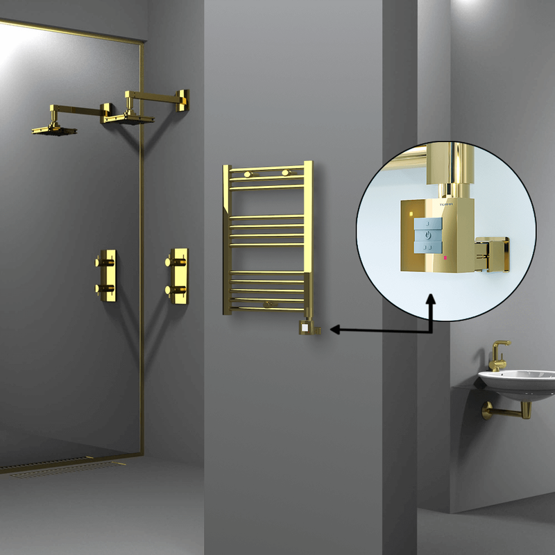 Haiti Electric Towel Warmer 500x700 Flat Gold (KTX1 Thermostat) 200 Watt