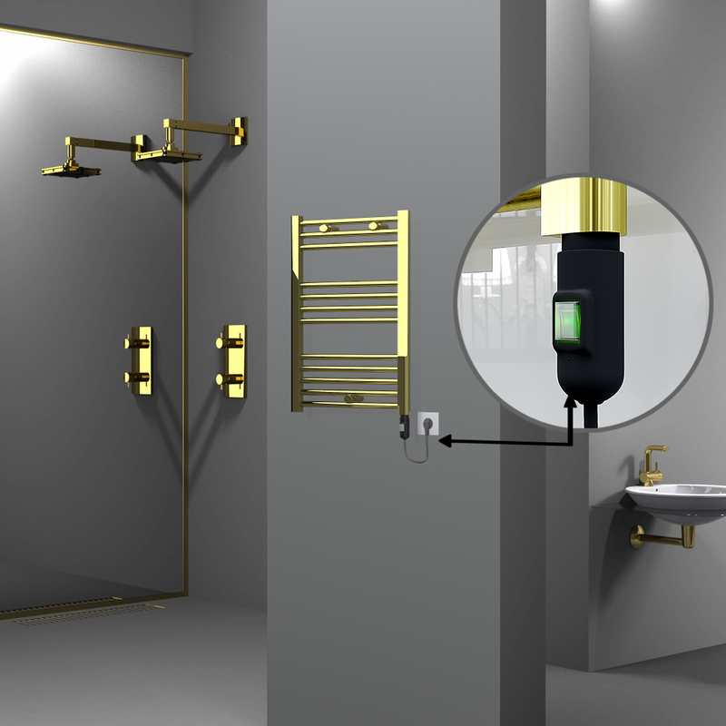 Haiti Electric Towel Warmer 500x700 Flat Gold (On/Off Button) 200 Watt