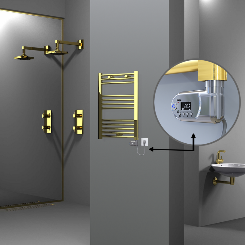 Haiti Electric Towel Warmer 500x700 Flat Gold (Thesis Thermostat) 200 Watt