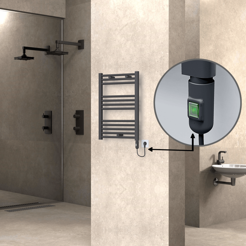 Haiti Electric Towel Warmer 500x700 Flat Anthracite Textured (On/Off Button) 300 Watt