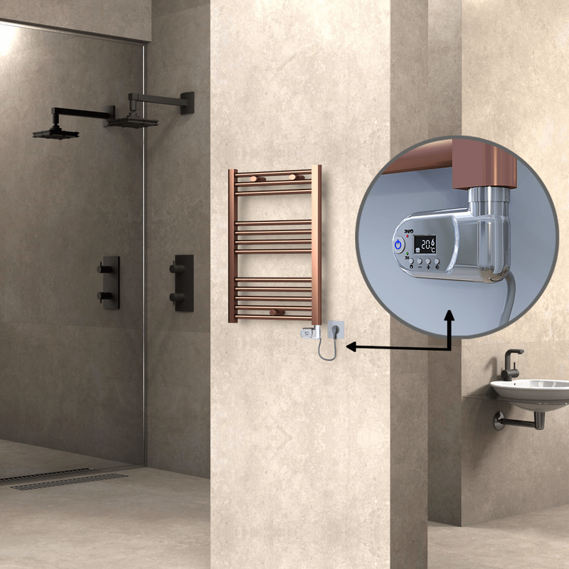 Haiti Electric Towel Warmer 500x700 Flat Antique Copper Gloss (Thesis Thermostat) 200 Watt
