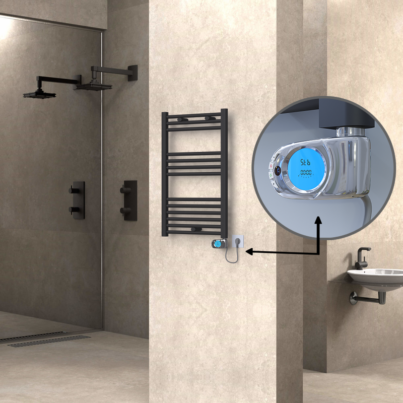 Haiti Electric Towel Warmer 500x800 Flat Anthracite Textured (Musa Thermostat) 300 Watt 