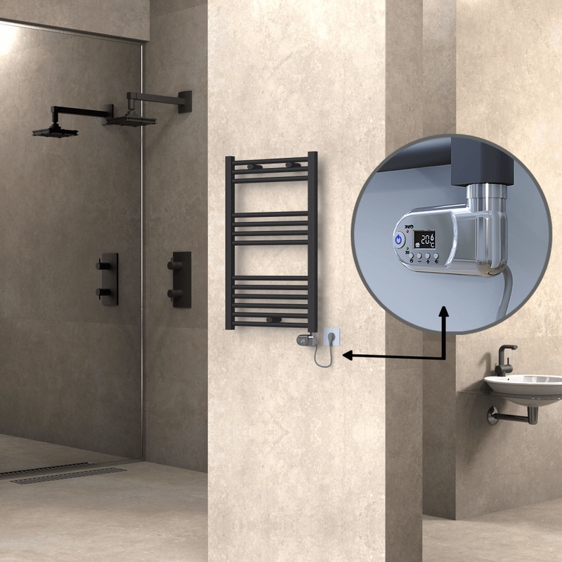 Haiti Electric Towel Warmer 500x800 Flat Anthracite Textured (Thesis Thermostat) 300 Watt 