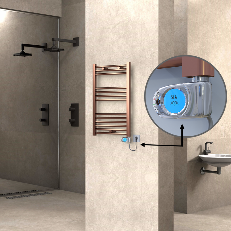 Haiti Electric Towel Warmer 500x800 Flat Antique Copper Gloss (Musa Thermostat) 200 Watt 