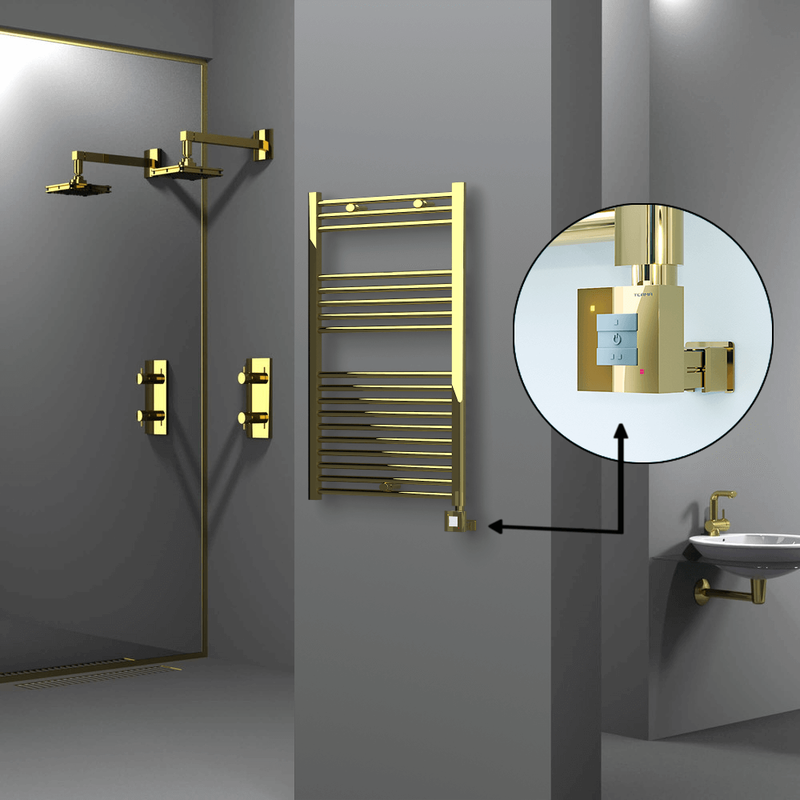 Haiti Electric Towel Warmer 600x1000 Flat Gold (KTX1 Thermostat) 300 Watt
